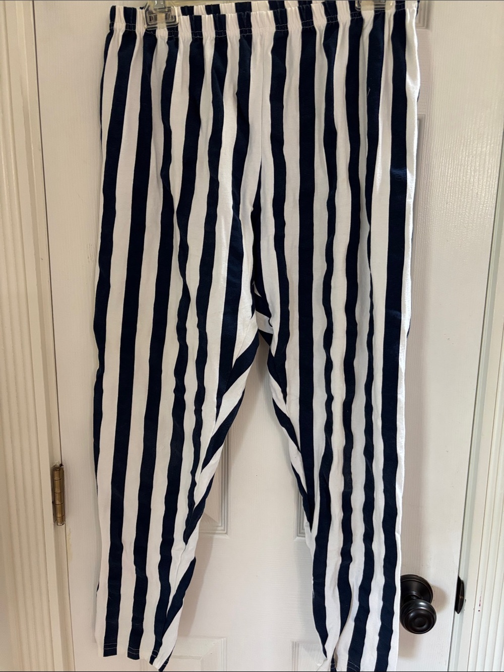 Vintage Navy and White Vertical Stripe Leggings USA made